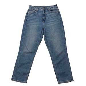 American Eagle Highest Rise Mom Jeans 10 Short Blue Medium Wash Denim Womens